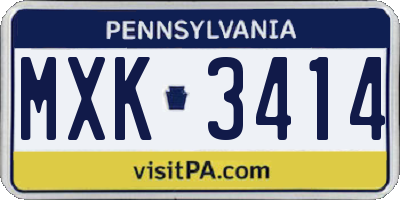 PA license plate MXK3414