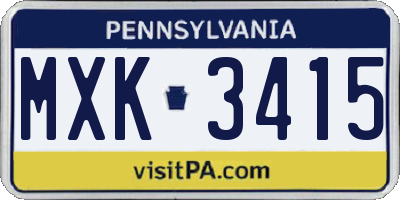 PA license plate MXK3415