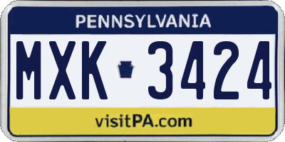 PA license plate MXK3424