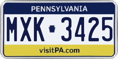 PA license plate MXK3425
