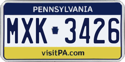 PA license plate MXK3426