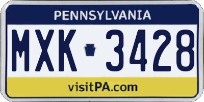 PA license plate MXK3428