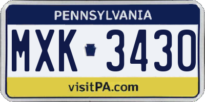 PA license plate MXK3430