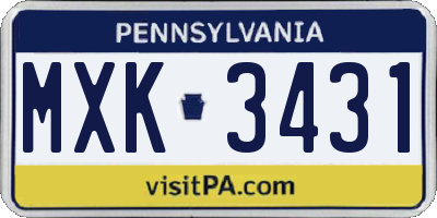 PA license plate MXK3431