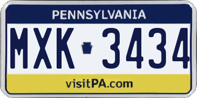 PA license plate MXK3434