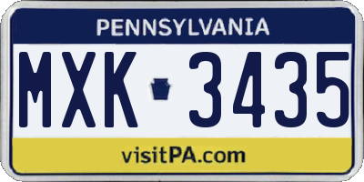PA license plate MXK3435