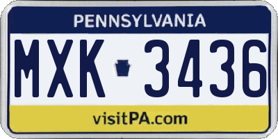 PA license plate MXK3436