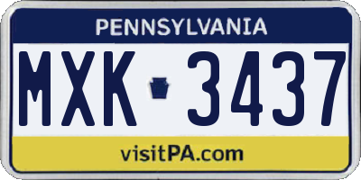 PA license plate MXK3437