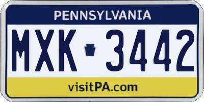 PA license plate MXK3442