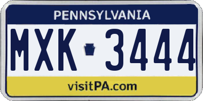 PA license plate MXK3444