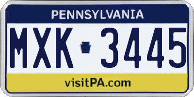PA license plate MXK3445