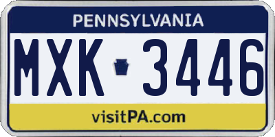 PA license plate MXK3446