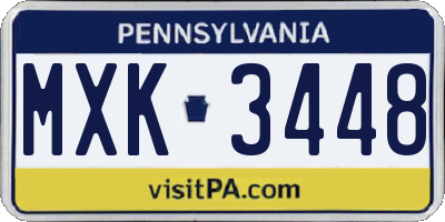 PA license plate MXK3448