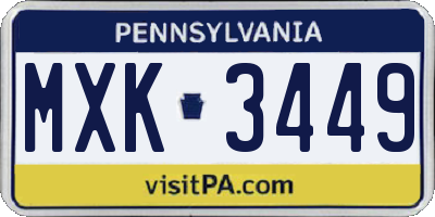 PA license plate MXK3449