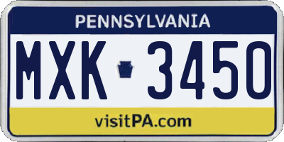 PA license plate MXK3450