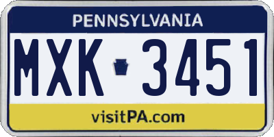 PA license plate MXK3451