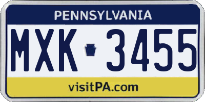 PA license plate MXK3455