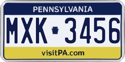 PA license plate MXK3456