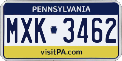 PA license plate MXK3462