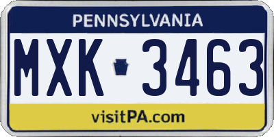 PA license plate MXK3463