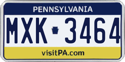 PA license plate MXK3464
