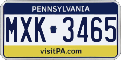 PA license plate MXK3465
