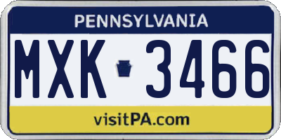 PA license plate MXK3466