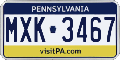 PA license plate MXK3467