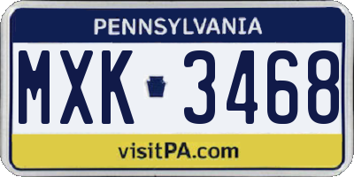 PA license plate MXK3468