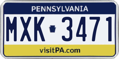 PA license plate MXK3471