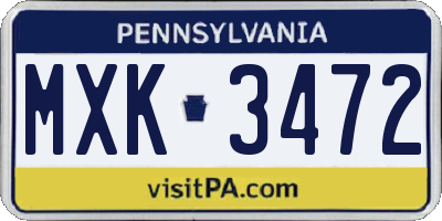 PA license plate MXK3472