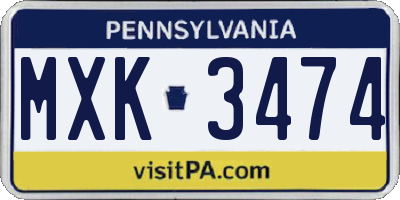 PA license plate MXK3474