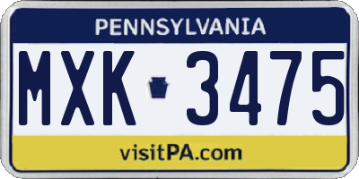 PA license plate MXK3475
