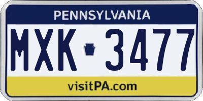 PA license plate MXK3477