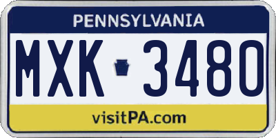 PA license plate MXK3480