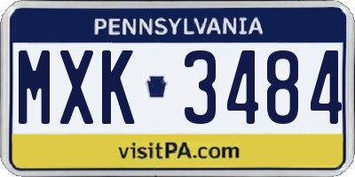 PA license plate MXK3484