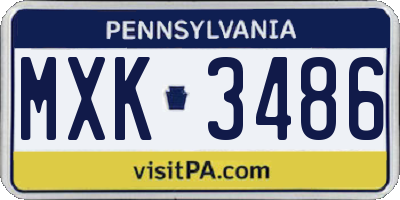 PA license plate MXK3486