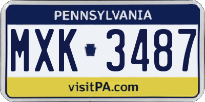 PA license plate MXK3487