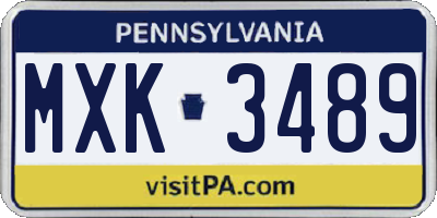 PA license plate MXK3489