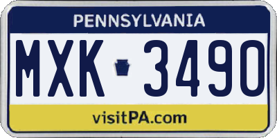 PA license plate MXK3490