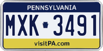 PA license plate MXK3491