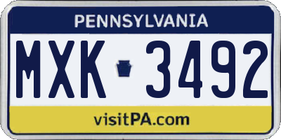 PA license plate MXK3492