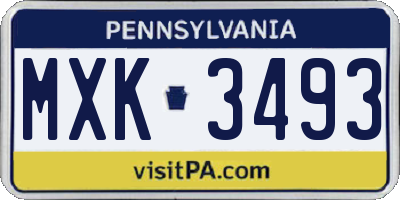 PA license plate MXK3493