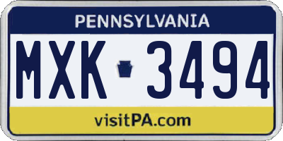 PA license plate MXK3494