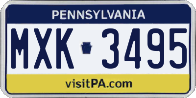 PA license plate MXK3495