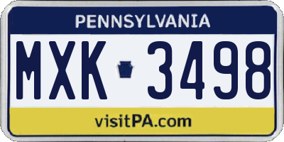 PA license plate MXK3498