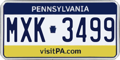 PA license plate MXK3499