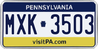PA license plate MXK3503