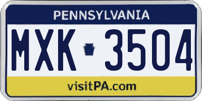 PA license plate MXK3504