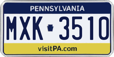 PA license plate MXK3510
